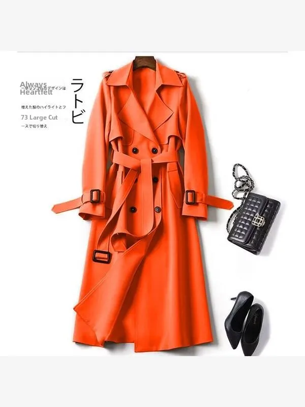 plus Size Knee-Length Women's Coat Black Long Sleeve Autumn Winter New Style Korean British Fashion Outerwear Polyester Fiber