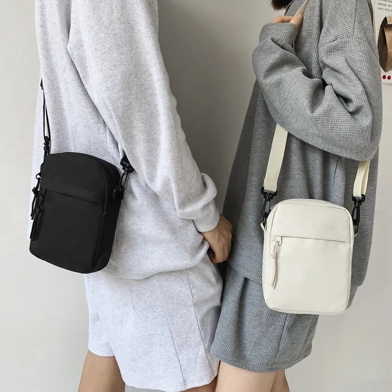 Mini Canvas Crossbody Bags for Women Men Small Handbags Shoulder Messenger Bag Korean Girl Boy Student Flap Phone Bag Purses