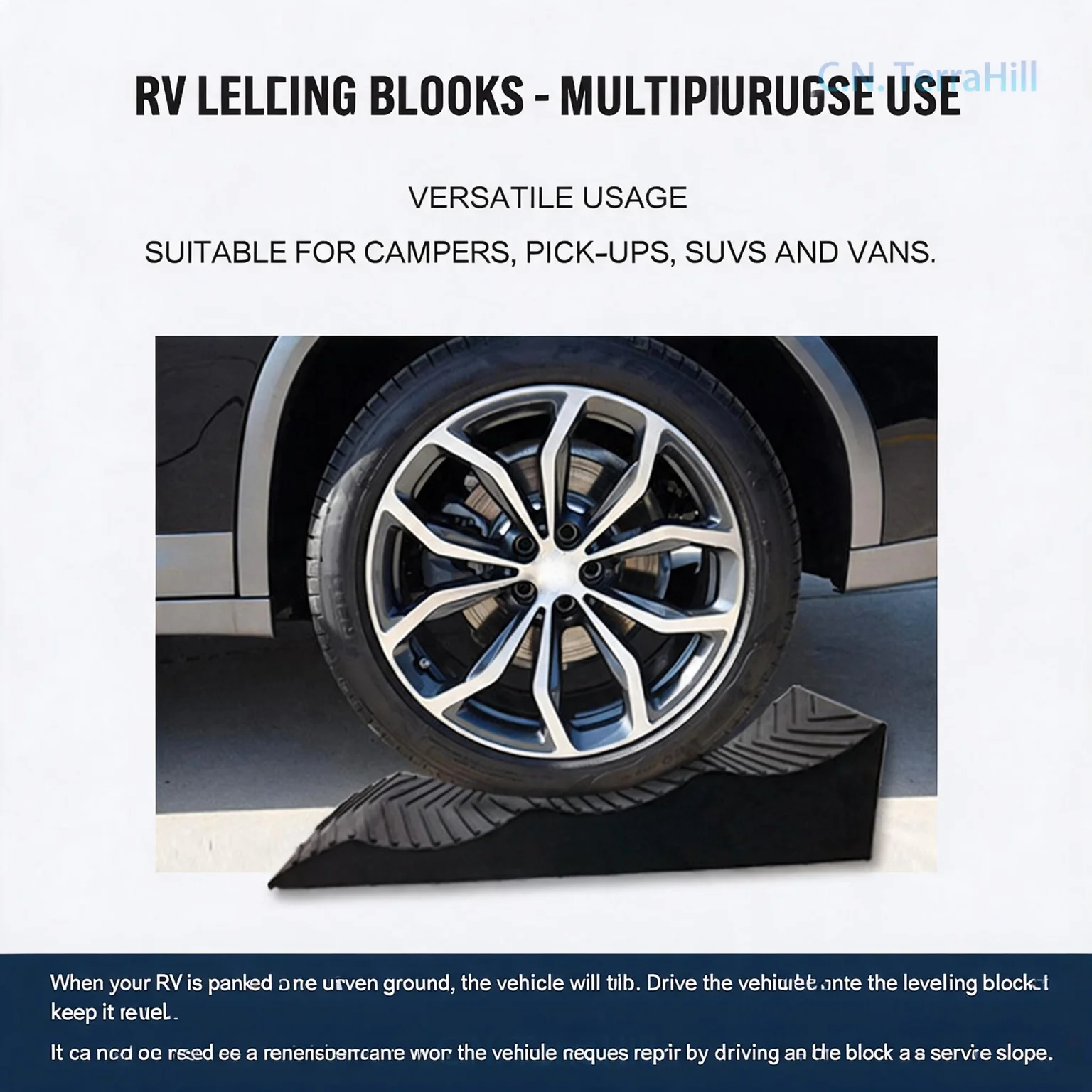 RV Leveling Ramps Stabilizer Blocks for RV Camper Trailer Tire Parking Leveling Wedges 3-Step Portable