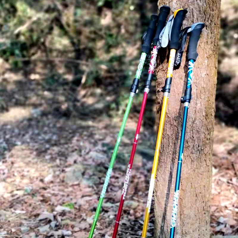 

Aluminum Alloy Folding Lightweight And Short-stretch Outdoor Walking Stick Hiking Pole Mountain Climbing Staff 5 Sections