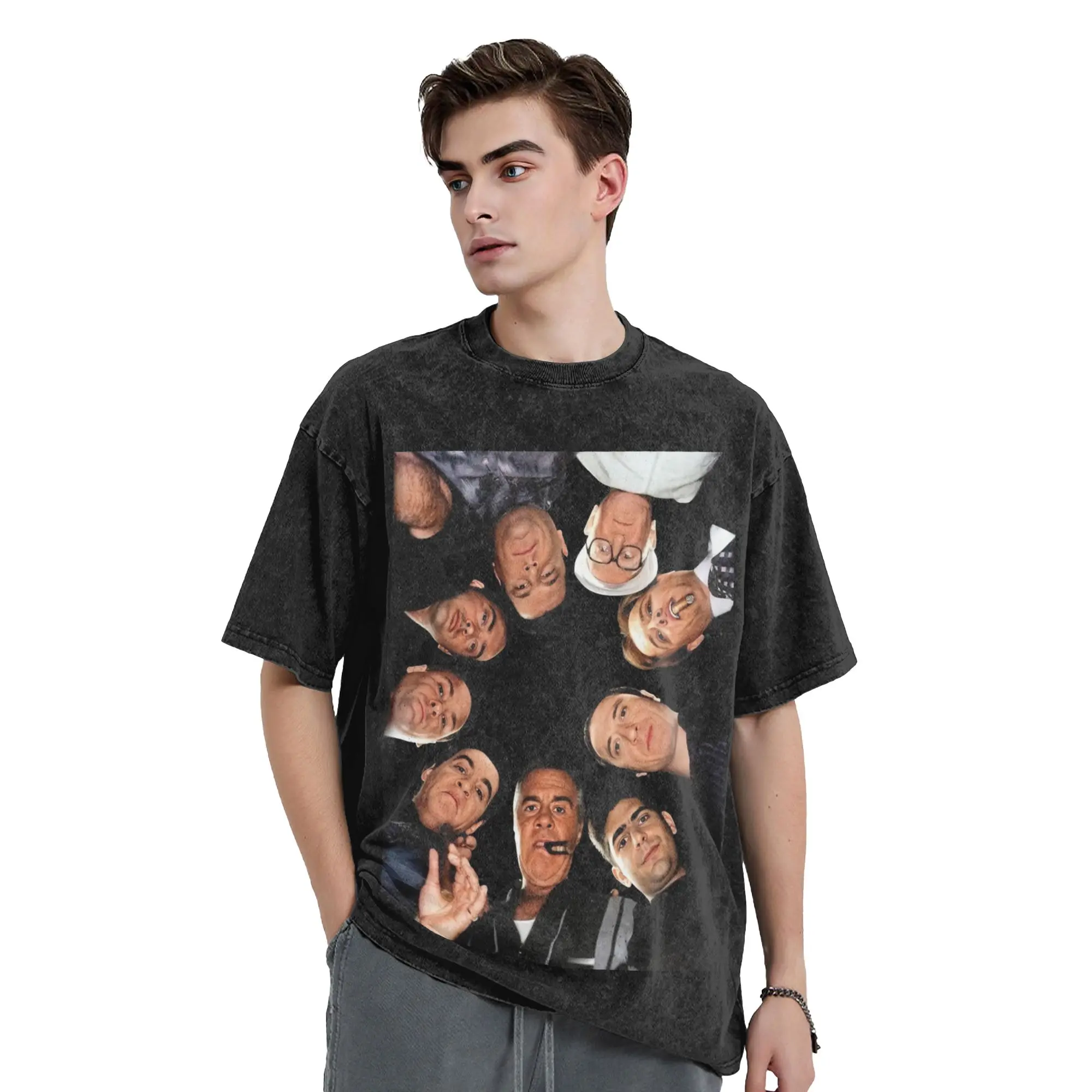 Mafias Group Sopranos Tv Show T Shirt Hip Hop Washed Short Sleeve Oversize T-Shirts  Vintage for Men Streetwear Graphic Tees