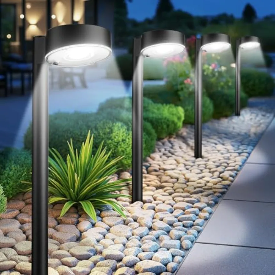 

8 упаковок солнечных дорожек для улицы, 12 ярких светодиодных солнечных фонарей, уличные водонепроницаемые современные дорожные фонари для двора, гаража