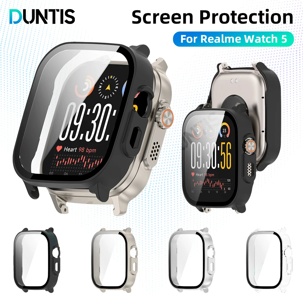 

Glass + PC Case for Realme Watch 5 Screen Protecor All Around Coverage Protective Bumper Case Cover Anti-scratch Accessories
