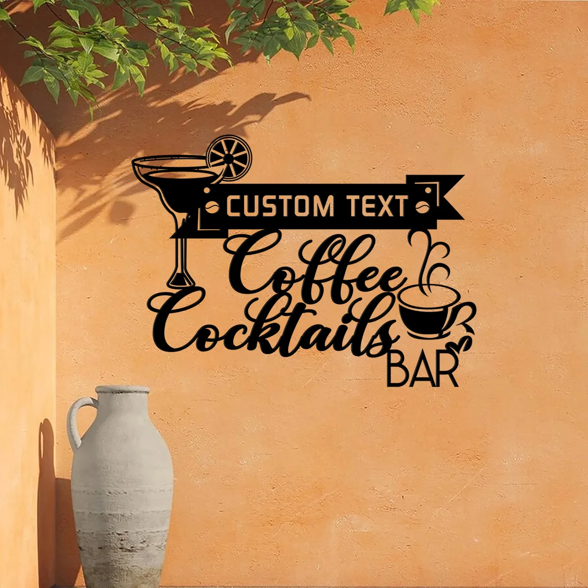 

Custom Cocktail And Coffee Bar Metal Wall Art Bar Sign Personalized Coffee Lover Name Sign Home Decor Kitchen Decor Patio Sign