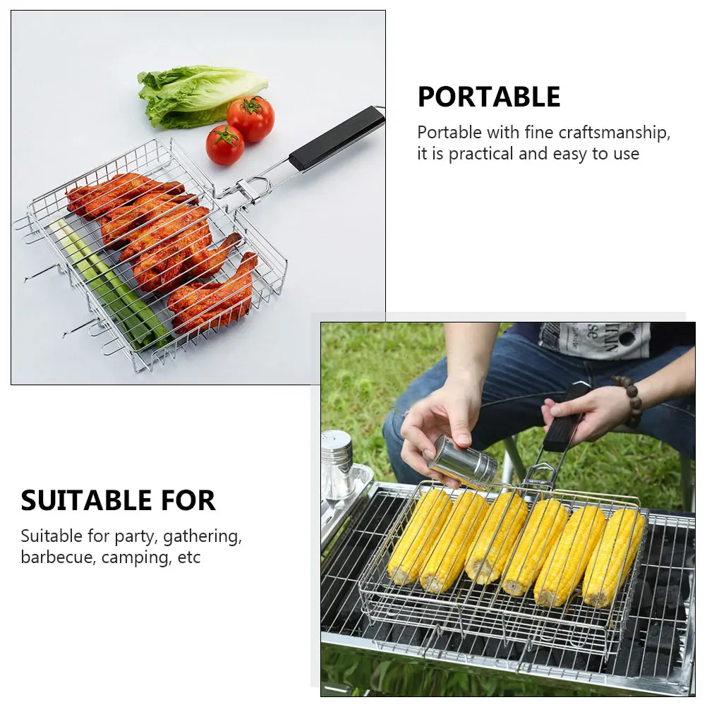 

1pc Stainless Steel Barbecue Grill Foldable Portable Bbq Rack Outdoor Camping Picnic Grilling Mesh Durable Heat Resistant Mini