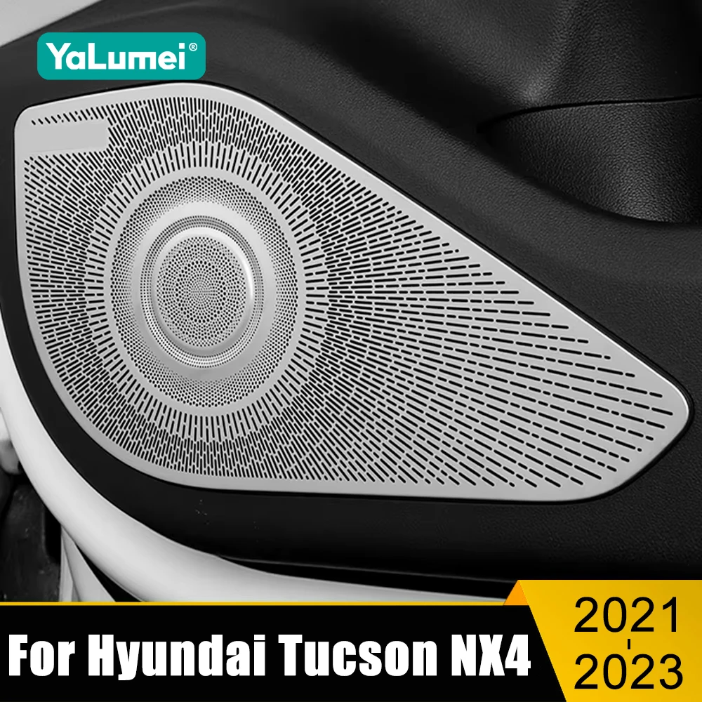 

For Hyundai Tucson NX4 2021 2022 2023 Stainless Car Door Sound Stereo Audio Tweeter Speaker Cover Trim Sticker Accessories