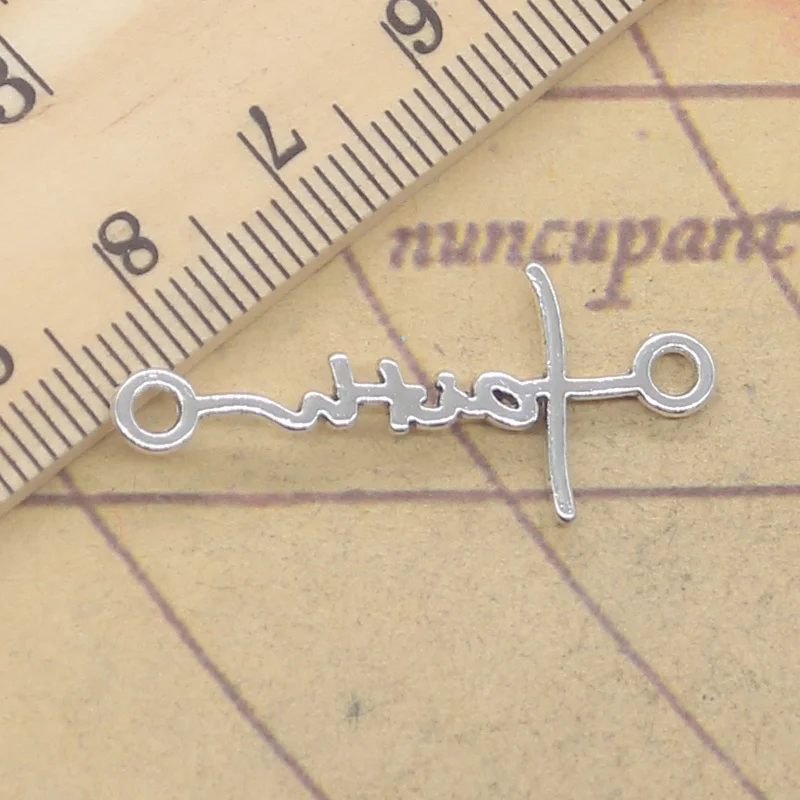 20pcs Charms Faith Link 15x32mm Tibetan Silver Color Pendants DIY Antique Finding Making Handmade Jewelry