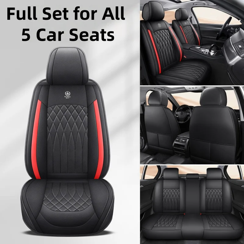 5-Seater Car Seat Covers Made of Pu Leather, Universal Fit, Breathable and Comfortable, Suitable for All Seasons, with 3D Side Support, Classic Color Options Available, Suitable for Sedans, Suvs, Trucks and Other Vehicle Types
