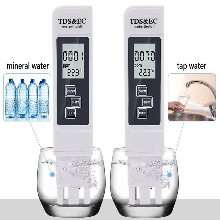 

Digital Water Quality Tester TDS EC Meter Range 0-9990 Multifunctional Water Purity Temperature Meter TEMP PPM Tester Hot Sale