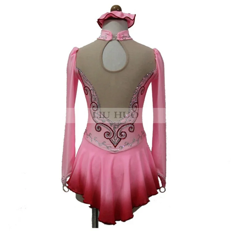 LIUHUO Vrouwen Meisje Ijs Kunstschaatsen Jurk Prestaties Ritmische Gymnastiek Competitie Turnpakje Kostuum Rood Gradiënt Tieners Roller