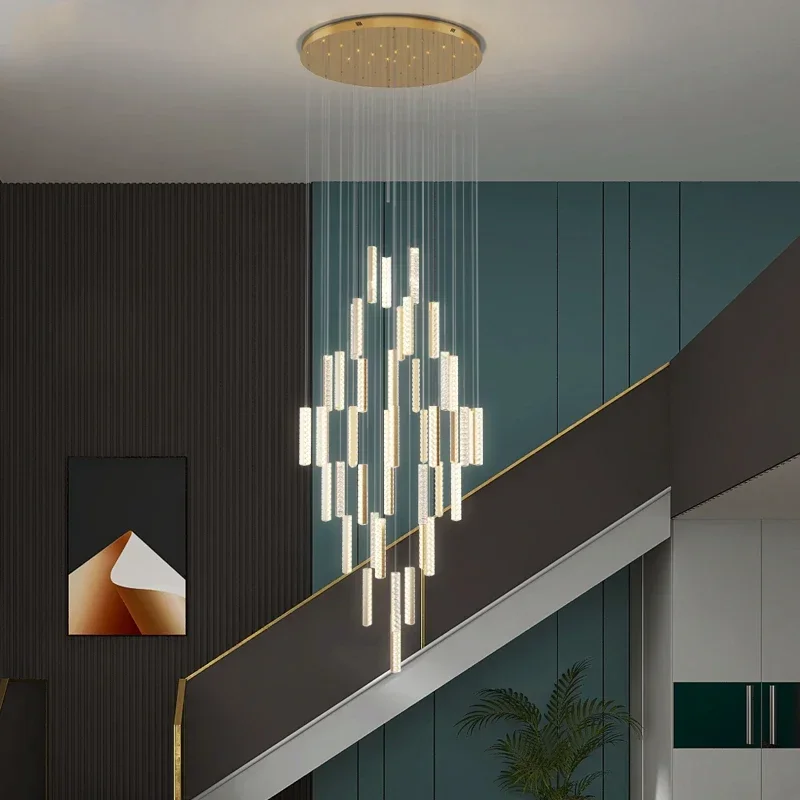 

Villa stair Chandelier Rotating Crystal Chandelier Duplex Hall Light Luxury Stair Chandelier Recommended By Fashion Designer