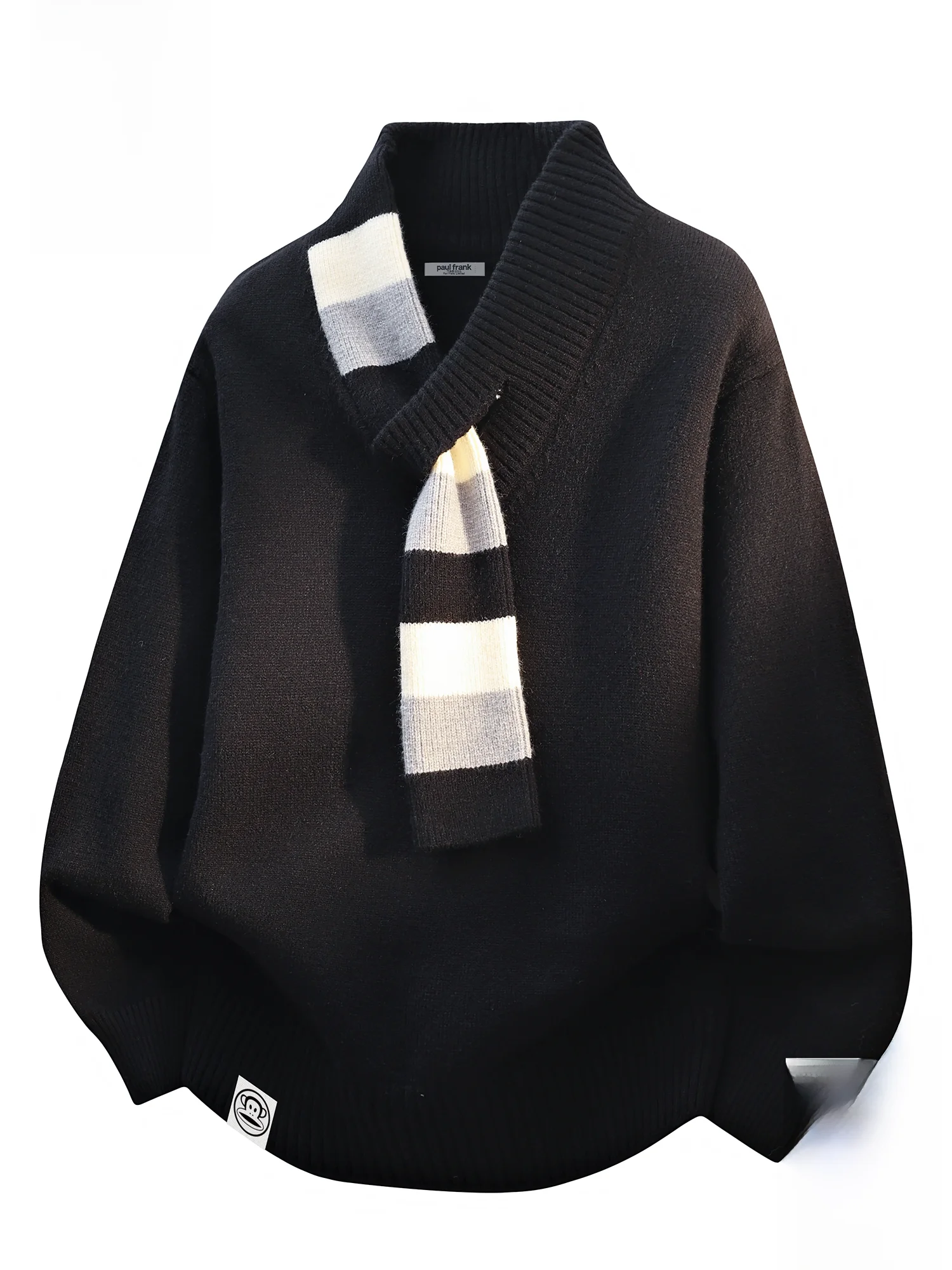 

Вязаный свитер Paul Frank Lazy Monkey с шарфом, новый дизайн, мужской, зимний, свободный, повседневный, теплый свитер