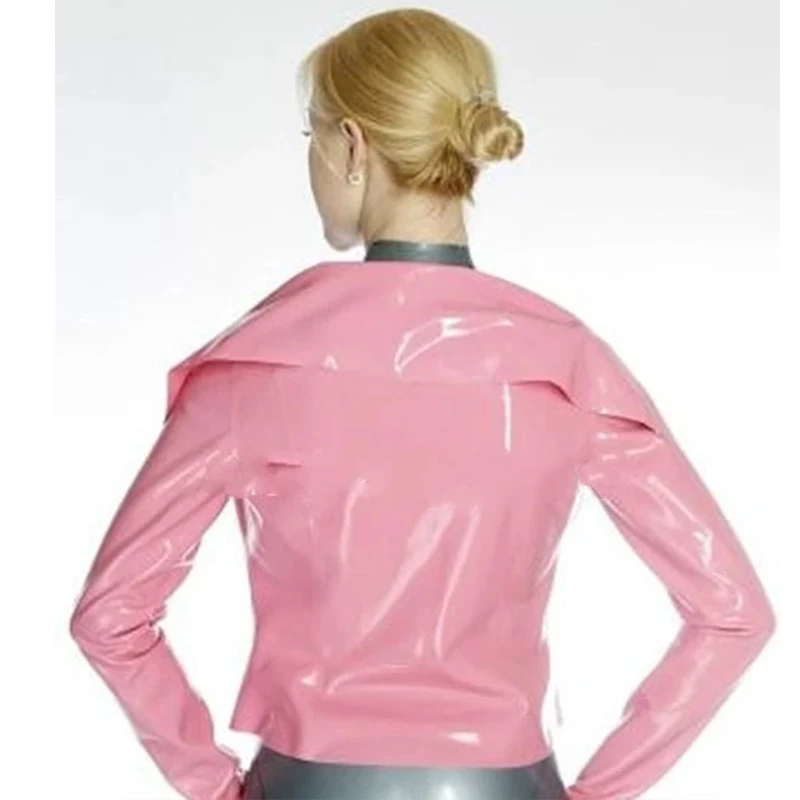 

Latex Coat Rubber Women Cute and Handsome Jacket Pink Coat Size XS-XXL Sexy Lingerie Cosplay Costumes