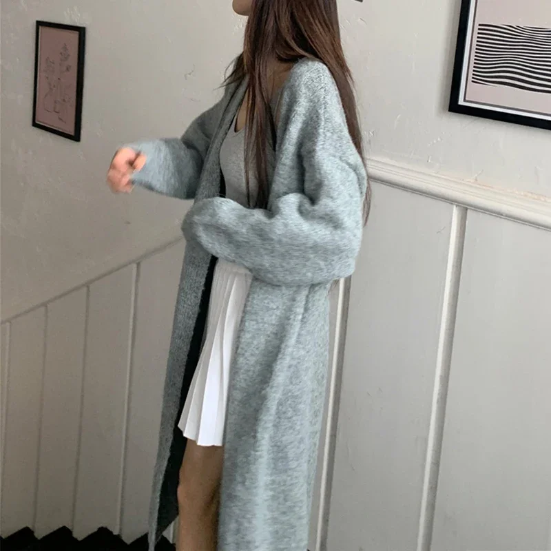 Kimono Woolen Cardigan Women Winter Fall Loose Elegant Long Knitted Coats Female Harajuku Coffee Warm Knitwear Autumn