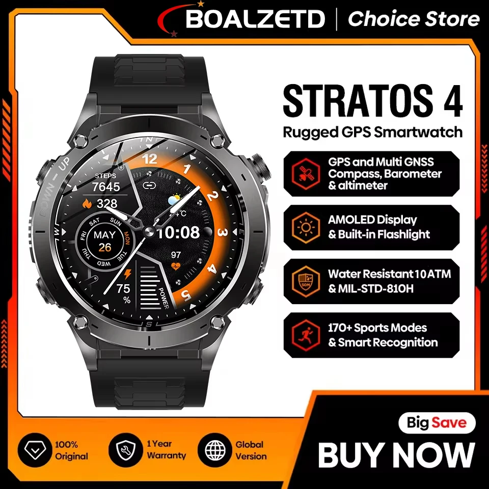 

Hot Men Outdoors Sports Military GPS SmartWatch 10ATM Waterproof 730mAh High Battery Compass NFC HD Call For Android IOS Watch