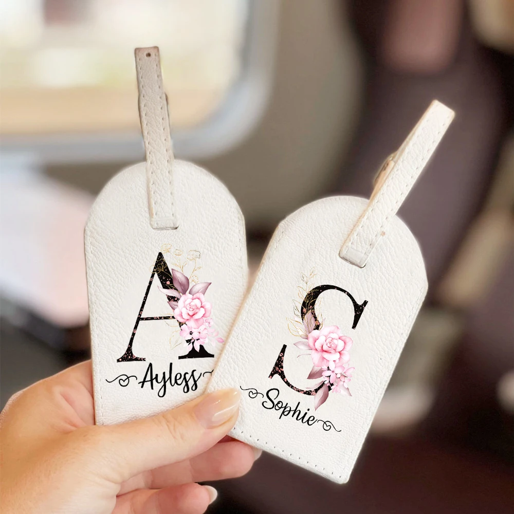 Personalised Custom Name Pu Leather Luggage Tag Suitcase Identifier Label Baggage Boarding Tags Travel Wedding Bridesmiad Gifts