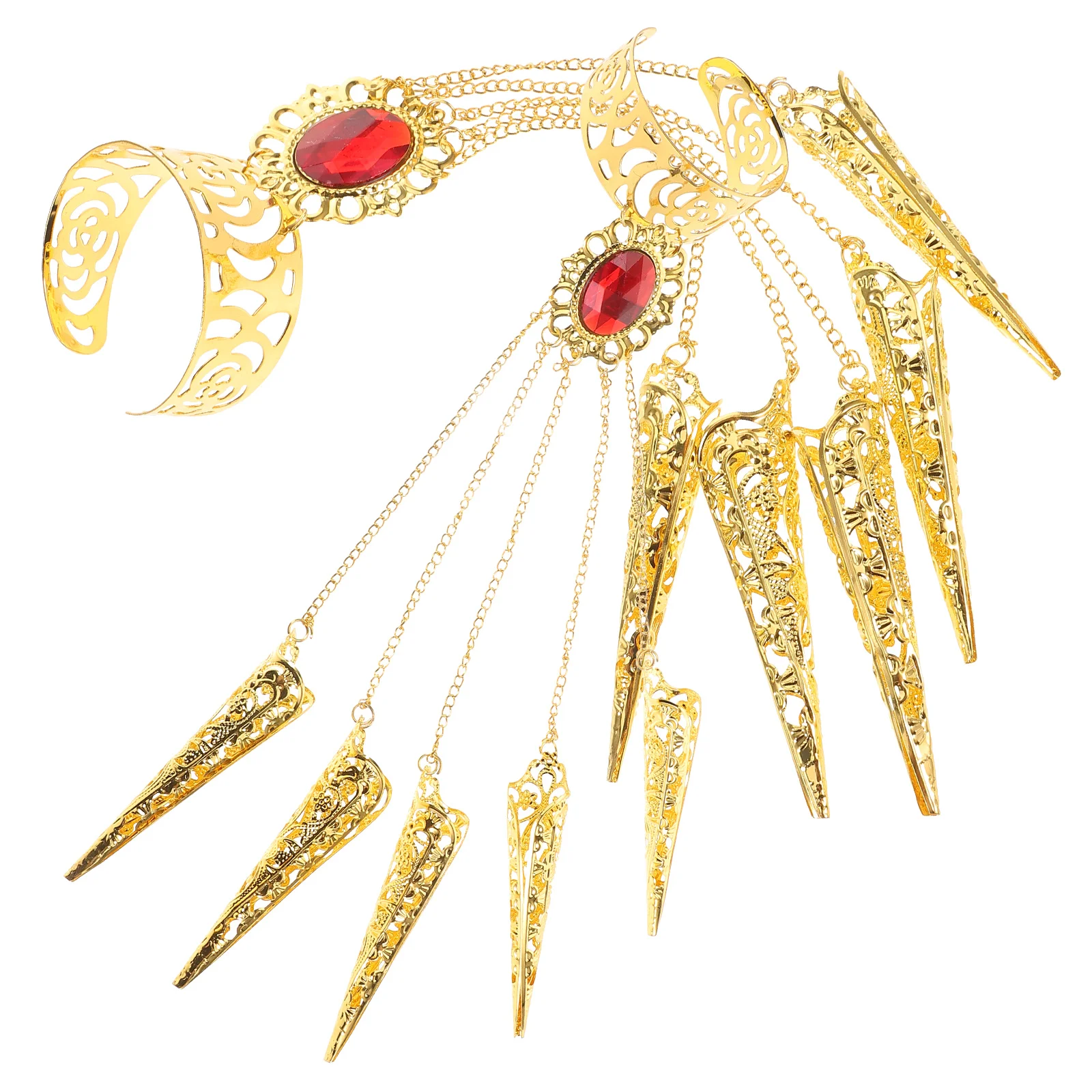 2 Stuks Buikdans Armband Vingernagels Stage Performance Props Prachtige Textuur Delicate Indiase Kostuum Accessoires