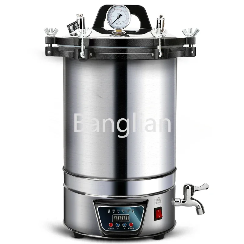 Portable High Pressure Sterilizer, Stainless Steel Steam Sterilization Pot, Automatic Sterilization Autoclave Pot, 24L