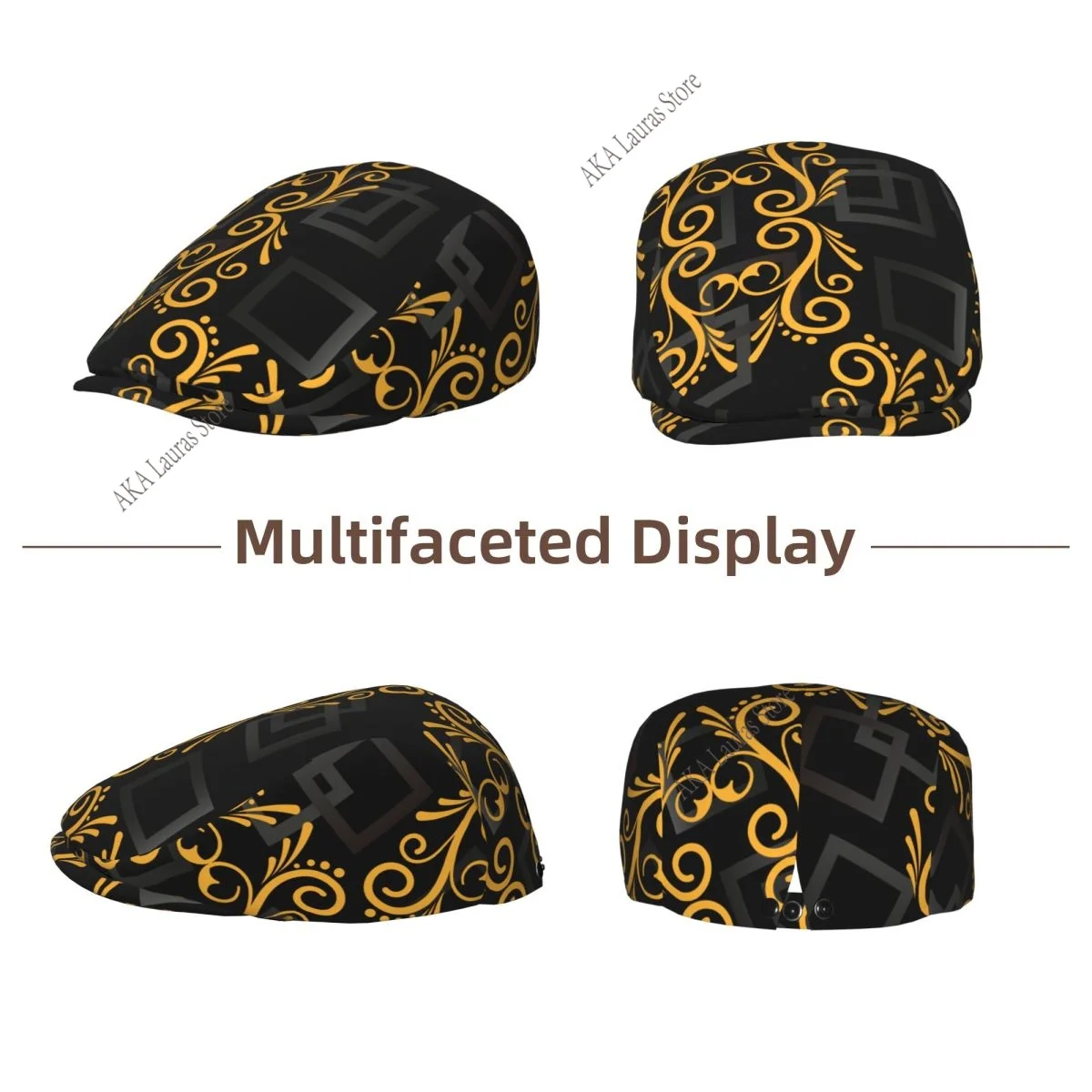 Newsboy Cap Abstract    Baroque Gold Vintage Casual Cap Berets Visor Gatsby Flat Ivy Hat Elegant Men's Beret