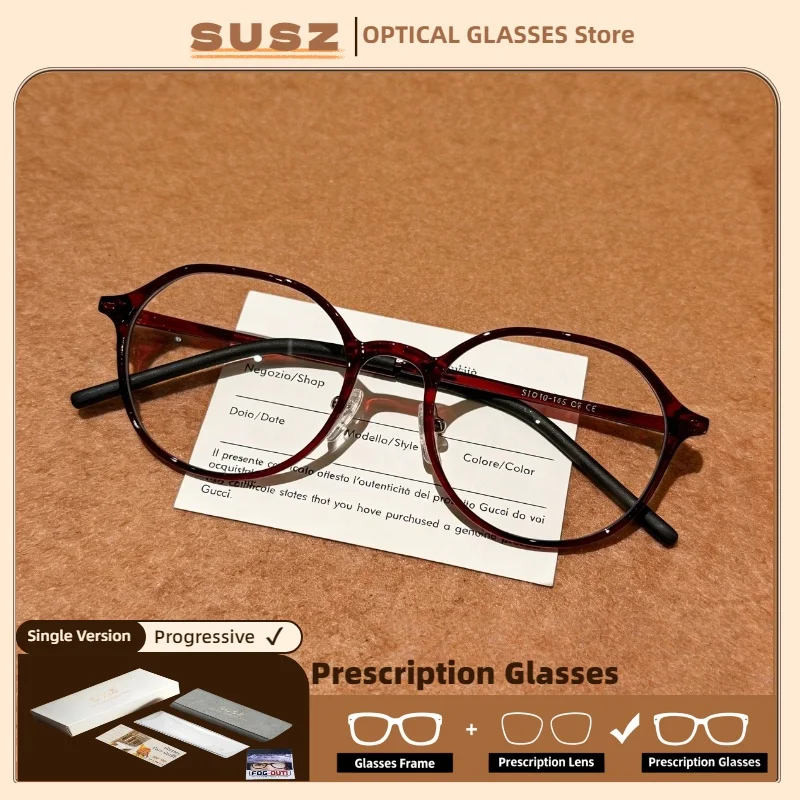 

SUSZ New TR90 Ultralight Round Reading Glasses Anti Blue Light Myopia Eyewear Photochromic Progressive Eyewear Prescription Lens