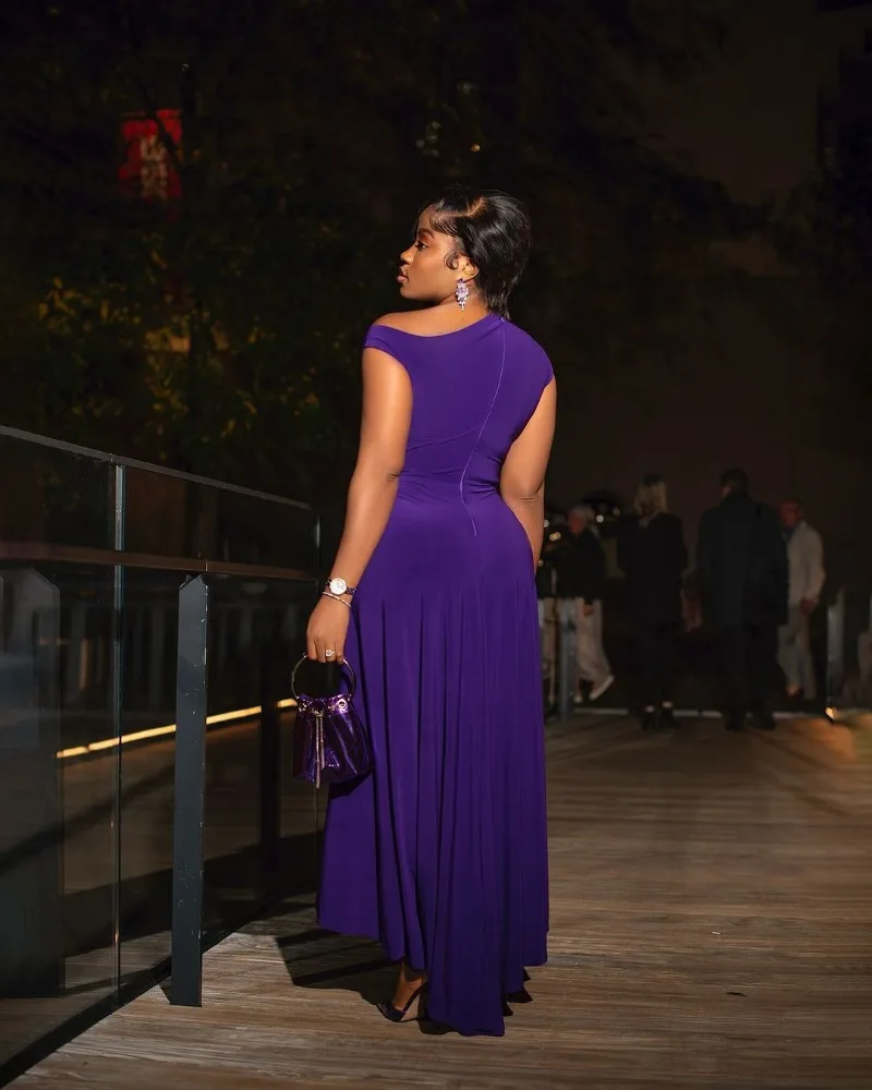 Einschultriges Hochzeitsgast-Maxikleid für Damen mit geraffter Taille, Afrikanisches Meerjungfrau-Abendkleid, Sommerliches Übergrößen-Festkleid – Detail 10