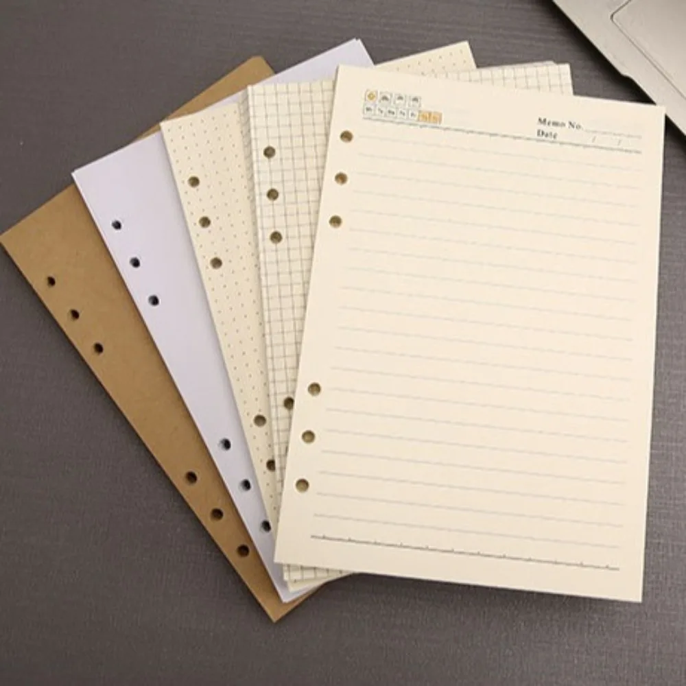 80Sheets A5 A6 A7 Loose Leaf Refill Paper Liner Grid Lattice Blank Connell Stationery Inner Refill Spiral Binder Paper 6 Hole
