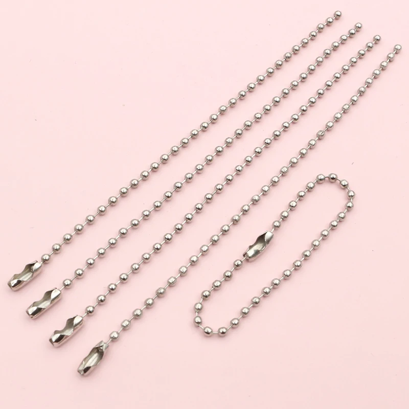 100pcs 2mm Ball Bead Chains 11cm Long Key Ring Chains Label Hand Tag Connector Bulk Keychain DIY Jewelry Making Accessories