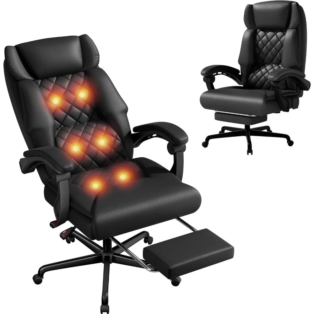 Massage Office Chair with Foot Rest 6 Points Vibration 400LBS Big and Tall Office Chair for Heavy People High Back, Customized