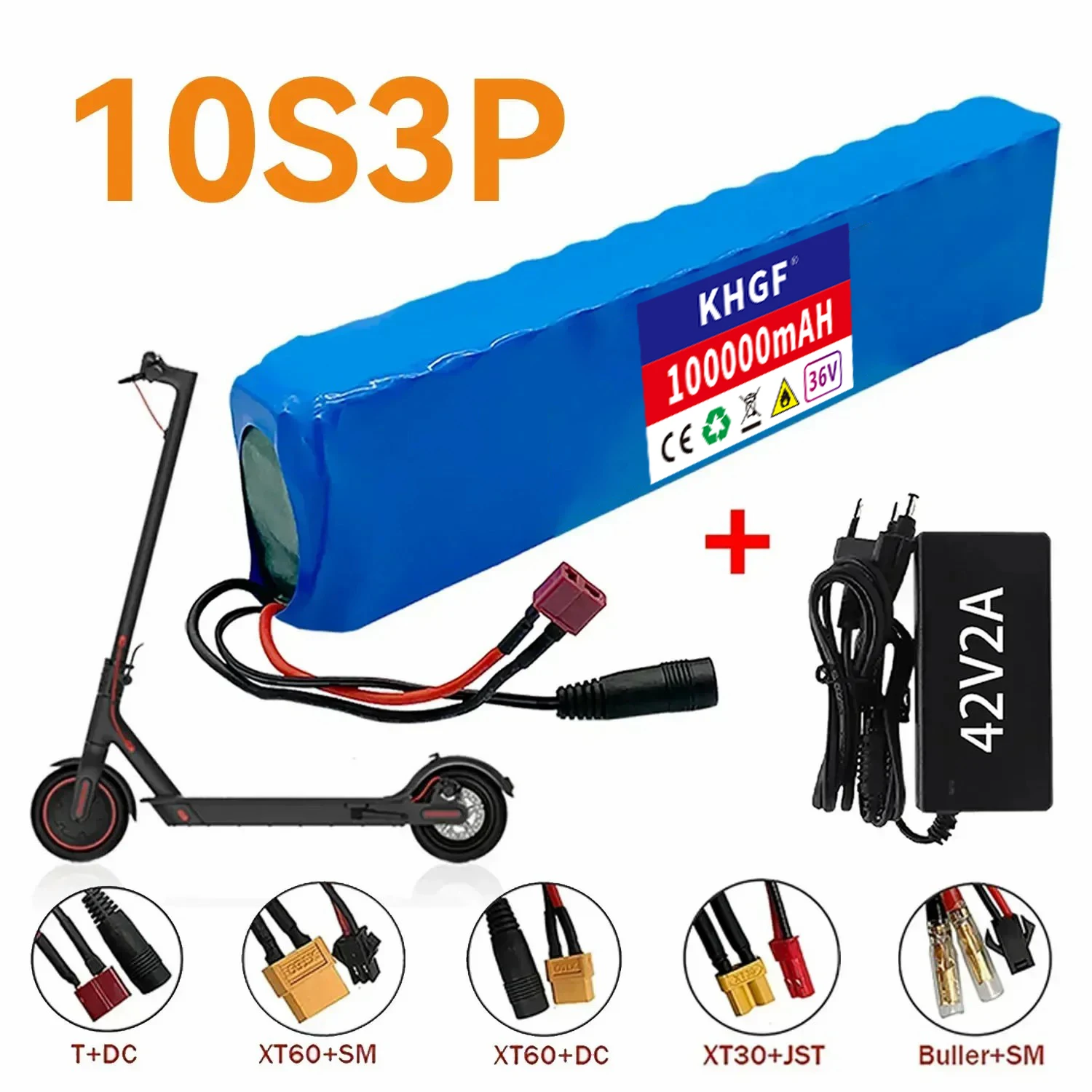 

Аккумуляторная литиевая батарея 10S3P 36В 100Ач 18650, 1000Вт, для модифицированных велосипедов, электросамокатов, транспортных средств, с BMS + зарядное устройство 42В
