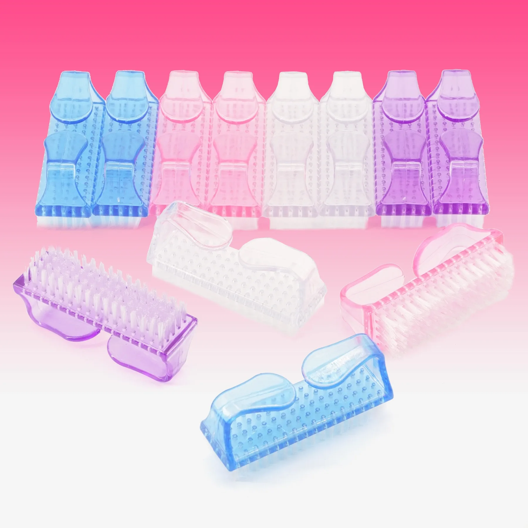 Clear Nail Brushes Durable Bristles Manicure Pedicure Cleaners Soft Remove Dust Finger Care Comprehensive Set Tools