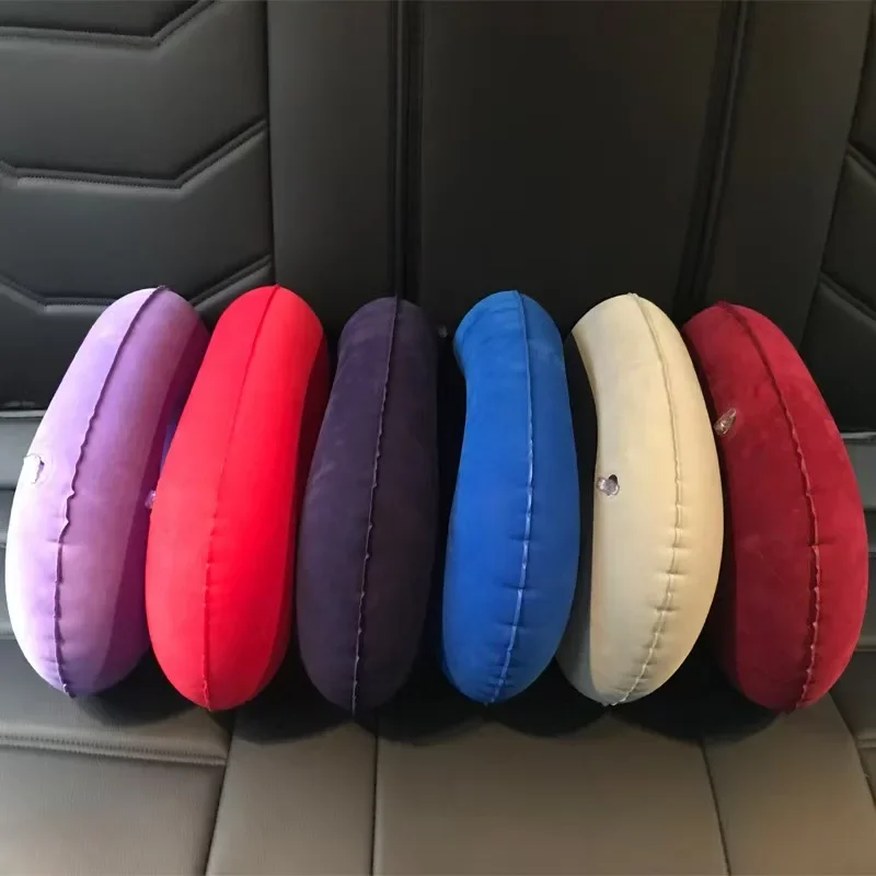 Travel Inflatable C-shaped Pillow for Car Airplane, Portable U-shaped PVC Plush Neck Pillow gallery 5