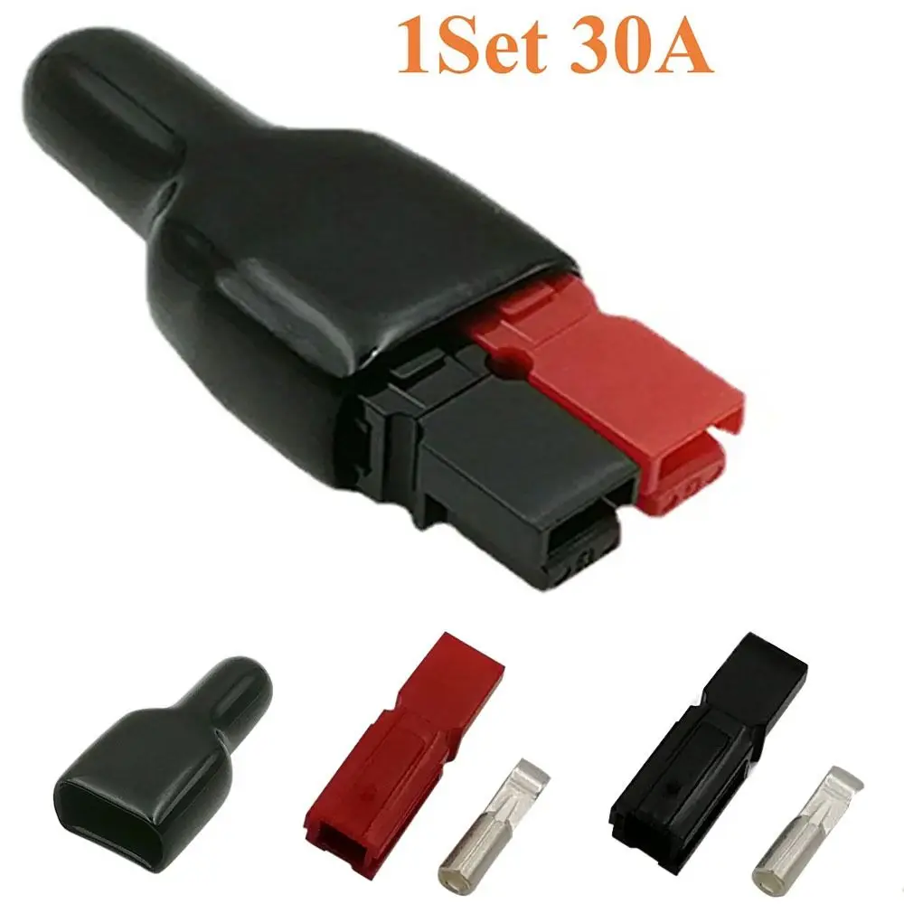 For Anderson Styles Connector 30AMP Plug 600V Black High Current Connector For Electric Equipments Rubber Terminal Sleeves