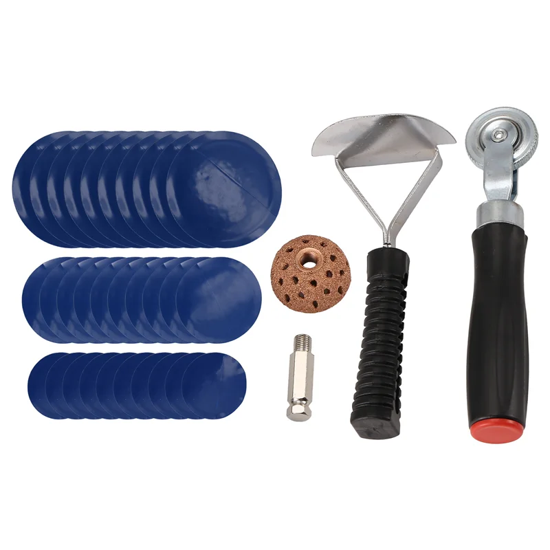 ABRB-Kit de rolo de remendo de pneu, rolo de remendo de pneu/roda de polimento de reparo de pneus/raspador de forro interno de pneu/remendos de 30 peças (32/ 42/ 58mm)