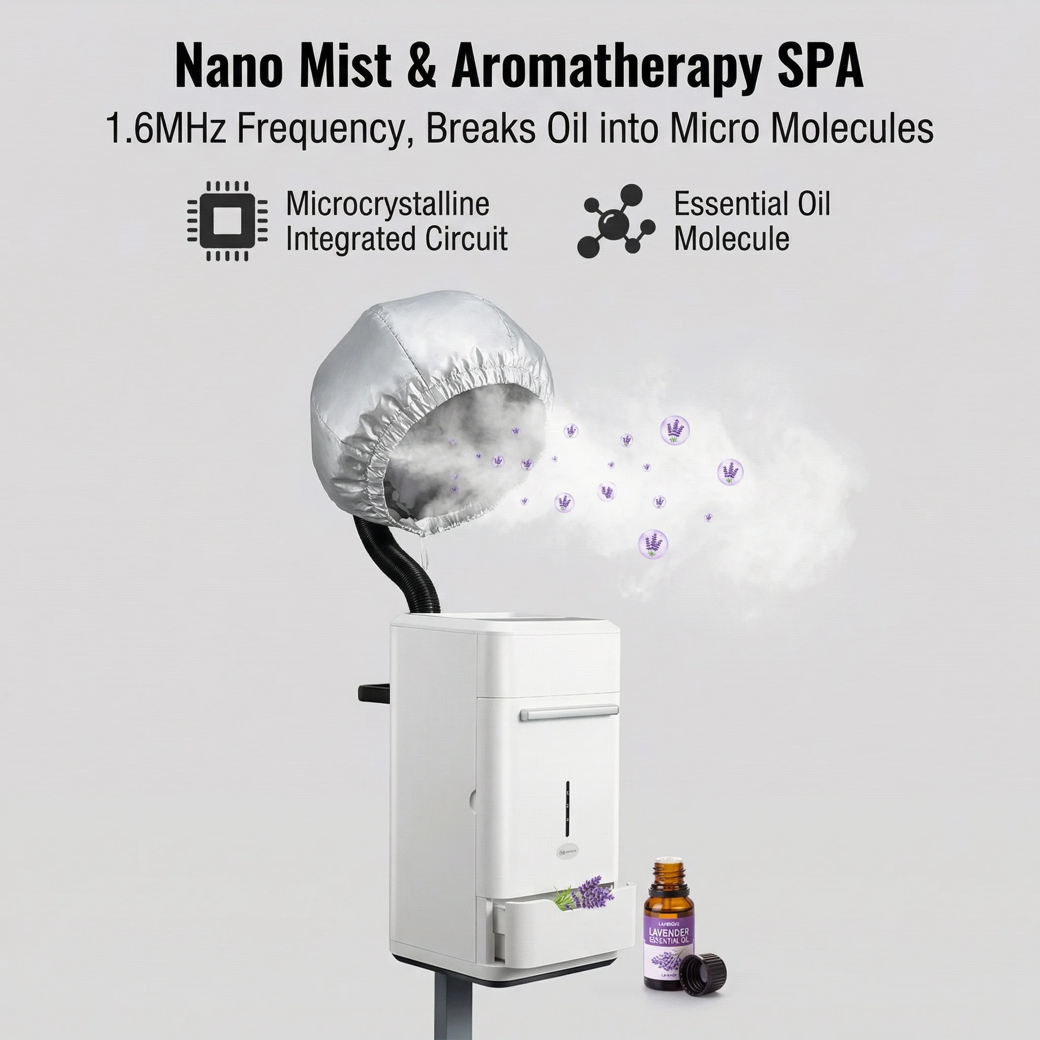 Professional Nano Mist Hair Steamer 2 Person Double Steam Pipe Beauty Salon Barbershop Hair Scalp Ozone Care Machine with Cap
