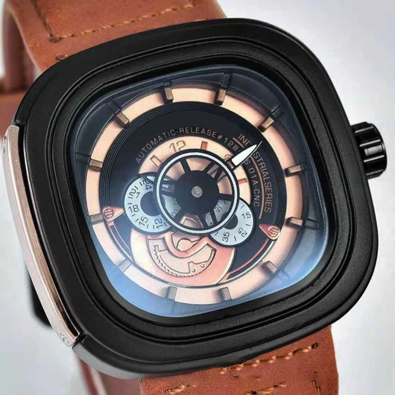 UTHAI CQ300 Relógio de quartzo quadrado elegante, relógio masculino retrô criativo casual e personalizado, relógios de presente para homem