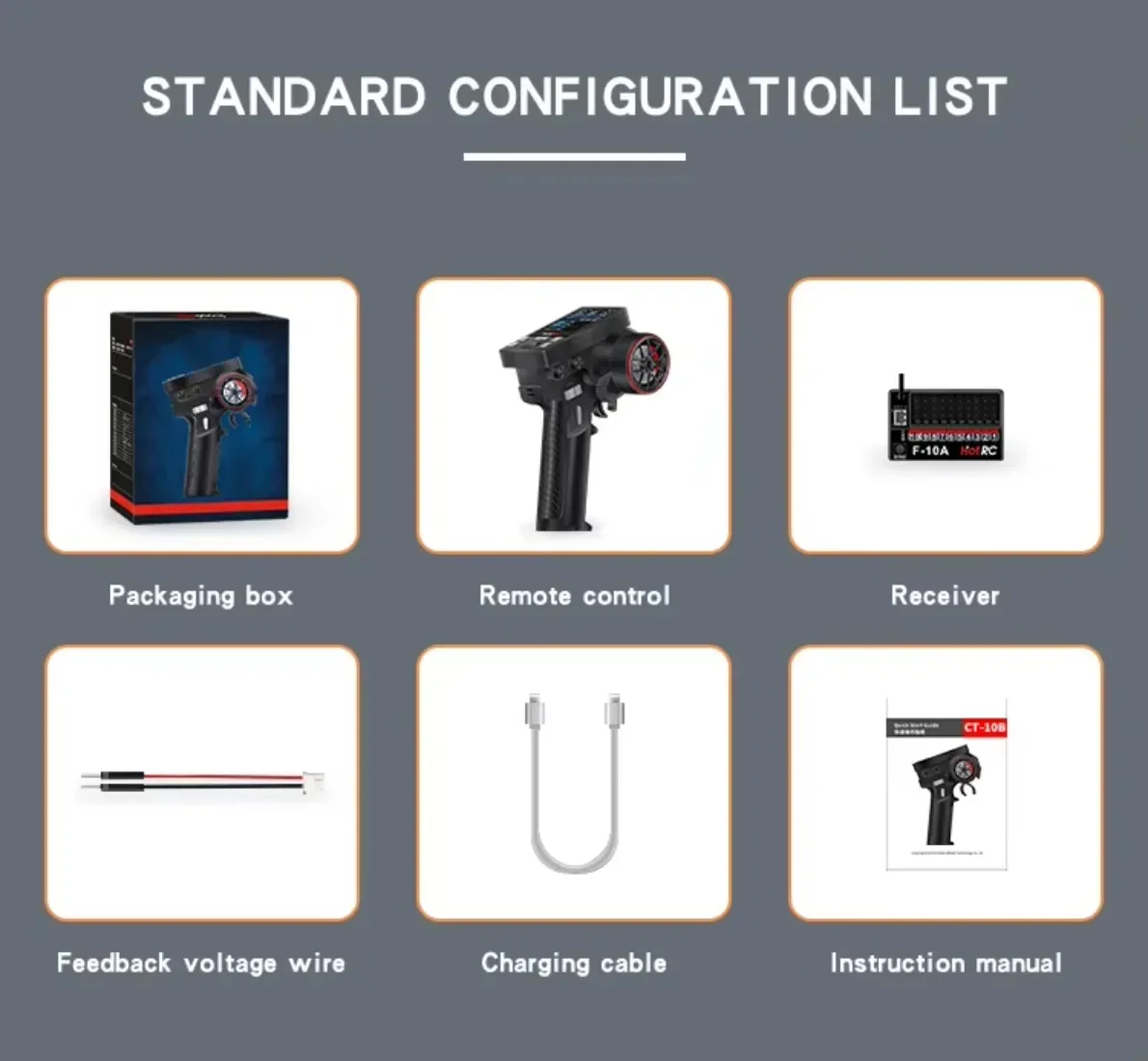 HotRC CT10B 10CH Channel Transmitter CT-10B 2.4G Remote Control 18650 Battery F-10A F-01A 6/8/10CH Gyro Receiver for RC Car Boat