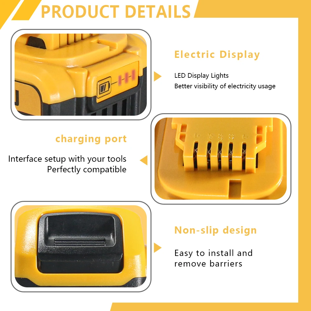 For DeWalt DCB200 Power Tools 6Ah 9Ah 18650 20V Lithium-Ion Battery For Dewalt 20V DCB206 DCB205 DCF845 DCF850 DCF892 DCF911