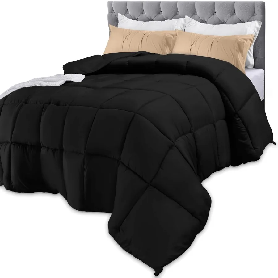 Inserto de edredón de cama cosido con caja alternativa queen size para todas las estaciones con pestañas de esquina para uso anual, identificación lavable a máquina