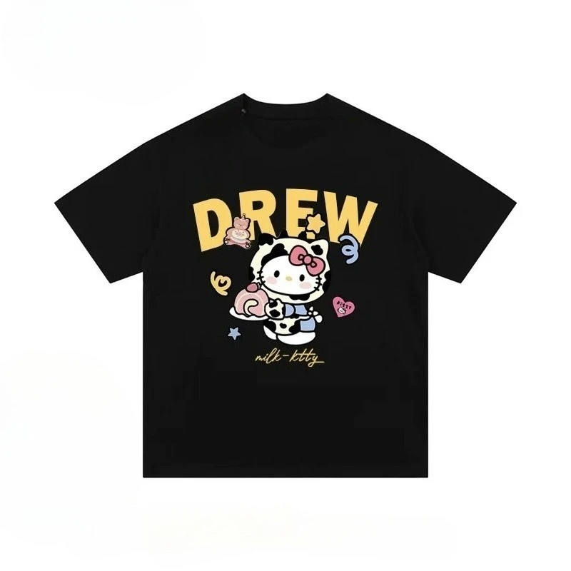 Kids Girls Hello Kitty T Shirt Sanrio Cartoon Book Graphic Print Short Sleeve Cotton Summer Casual Tees for Little Fans