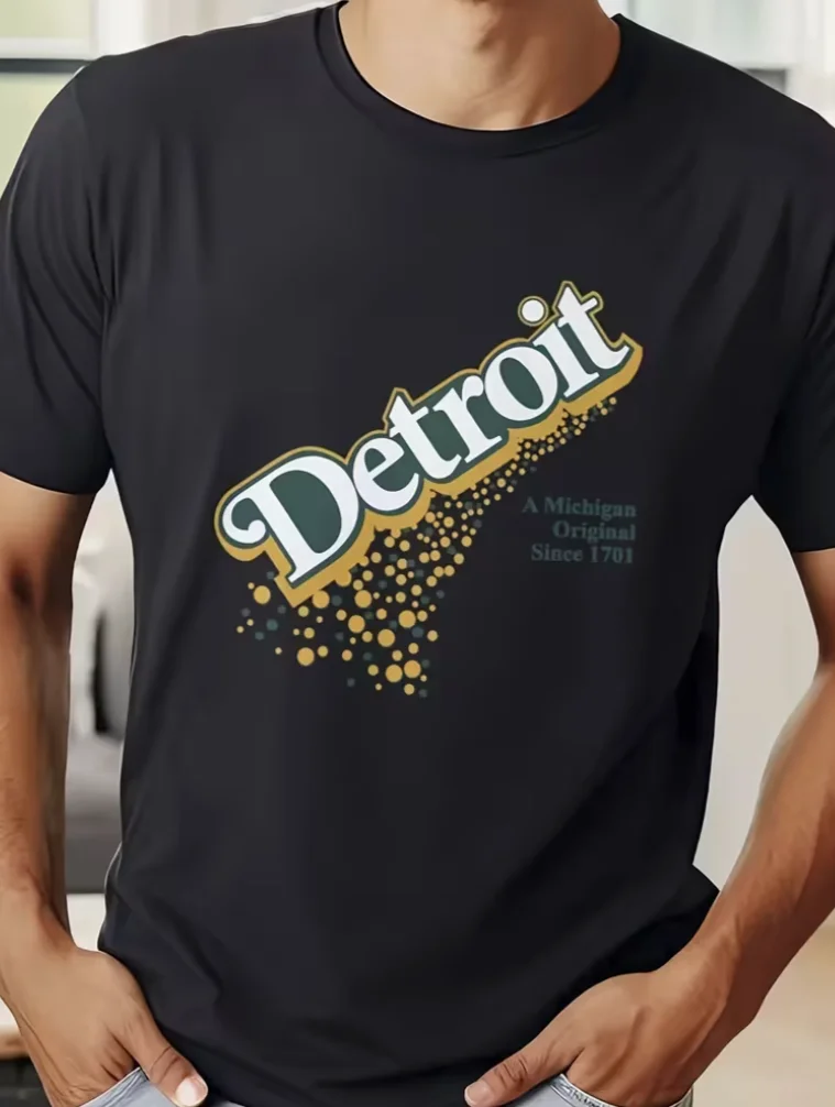 Men's & Women's Detroit MI Graphic T-Shirt Motor City Short Sleeve Round Neck Casual Shirt Suitable Outdoor Wear Holiday Gifts