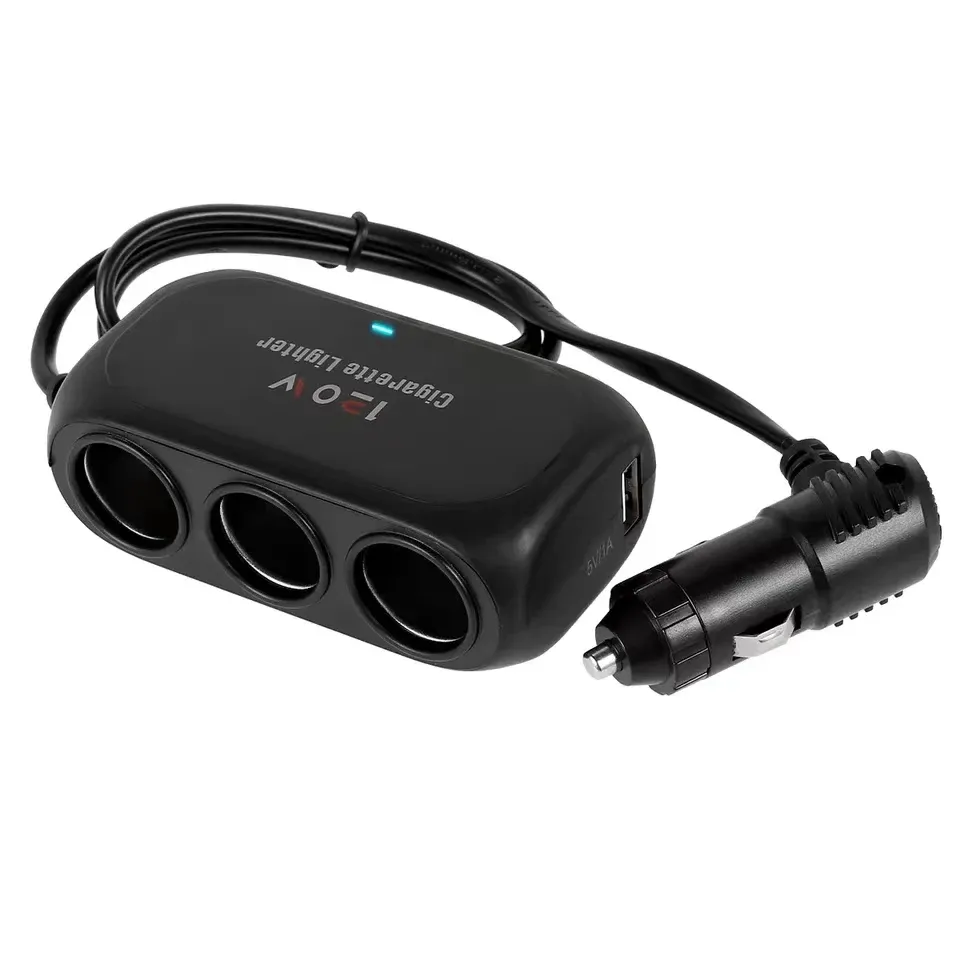  +3 Socket Car Cigarette Lighter Splitter Dual USB LED Car Fast Charger 12V 24V Car Charger Adapter for lPhone GPS Dashcam 