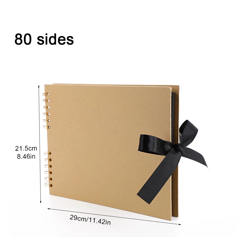 NONE ZK20 80 Seiten schwarze Erinnerungsbücher DIY Handwerk Fotoalben Scrapbook Cover Kraftalbum für Hochzeitstag Geschenke Erinnerungsbücher 7