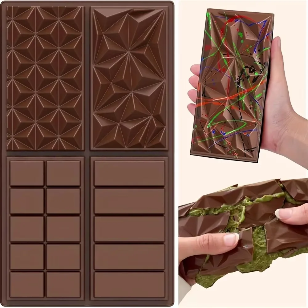 Deep Dubai Chocolate Bar Mold - Large Silicone Mold for Pistachio Filled Bars & Knafeh Cream, Professional Candy Making Tool