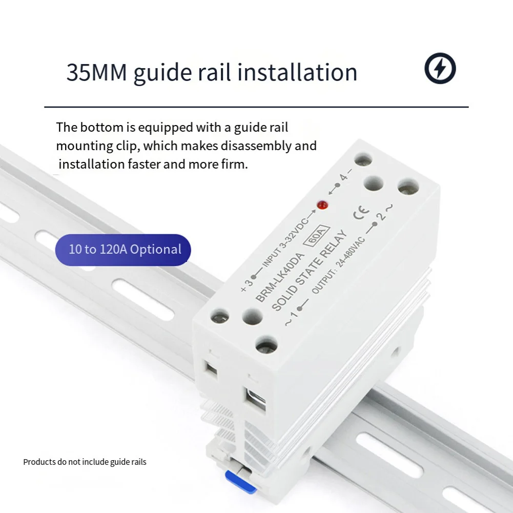 

1pcs BRM-LK60DA Integrated Guide Rail Solid State Relay 60A DC Control AC Single Phase Small SSR 3-32VDC Electrical Equipment