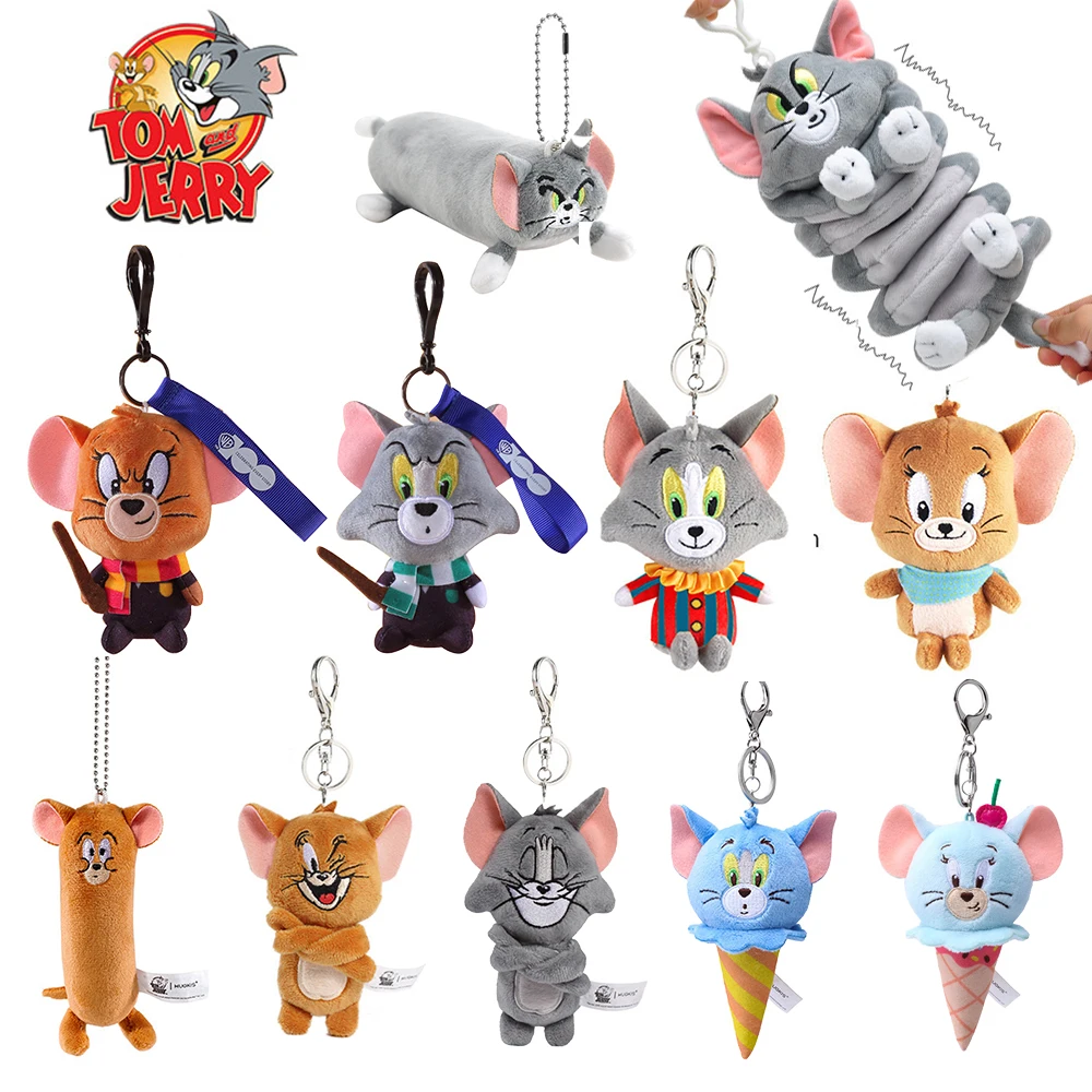 

10-13cm Genuine Tom and Jerry Plush Doll Pendant Cartoon Plushies Keychain Bag Accessories Girlfriend Gifts Toys
