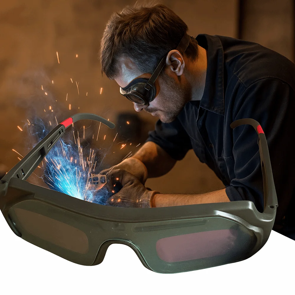 Solar Powered Automatic Dimming Welding Glasses Auto Darkening Anti-Scratch Argon Arc Welding Glasses Anti-glare Eye Protection