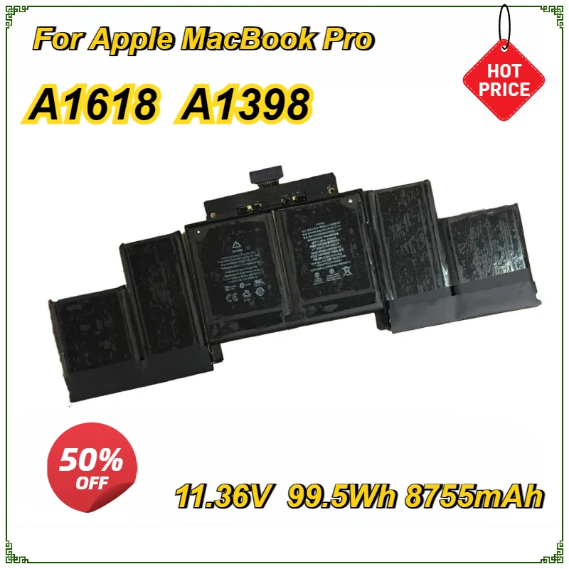 

New A1618 Laptop Battery for Apple MacBook Pro 15" Retina A1398 A1618 2015year 11.36V 99.5Wh