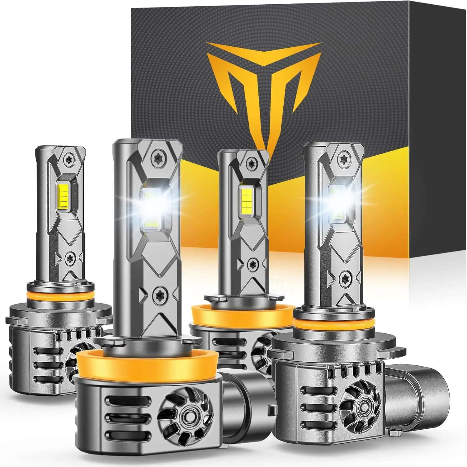 

Комплект светодиодных ламп H11 H9 H8 9005 HB3, 100000 лм, на 1200% ярче, мини-размер, 6500K, белый свет, ближний и дальний свет, быстрая установка, упаковка из 4 шт.