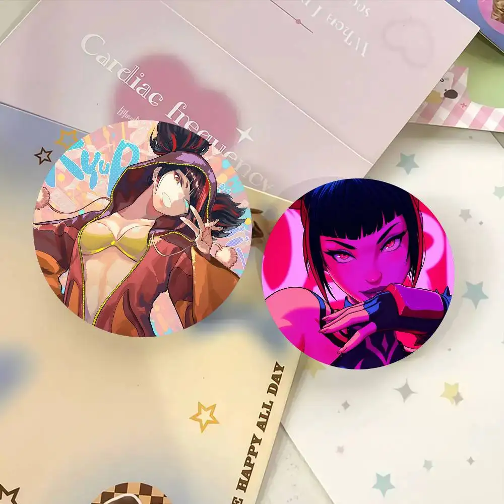 Game S-Street F-Fighter J-Juri Cartoon Style Badge Brooches On Backpack Decoration Round Enamel Pins For Accessorys