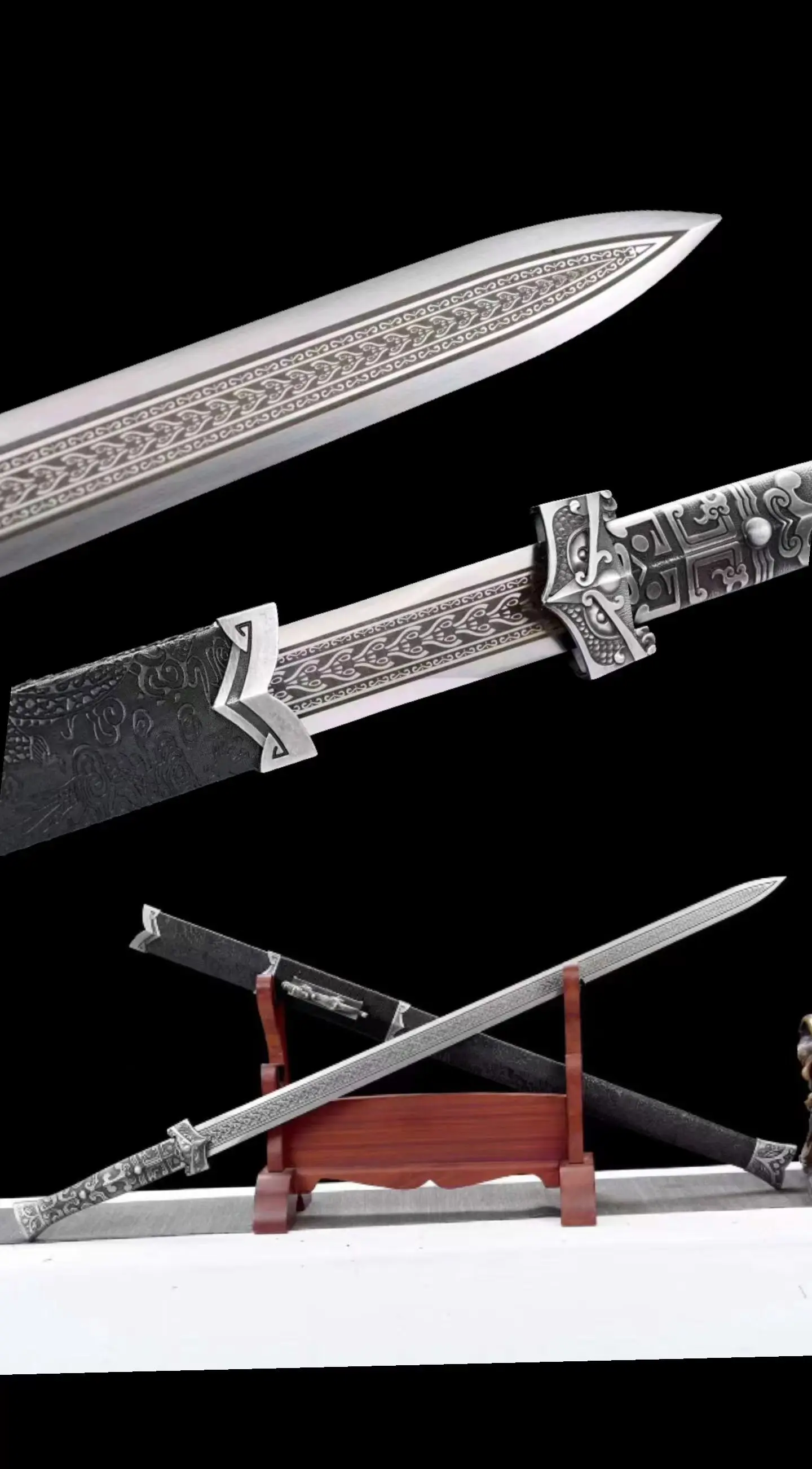 Flying to Sun-Real Handheld Sword, Chinese Kung Fu Wushu, Multi Refined Manganese Steel Blade Horizontal Jian, Unsharp